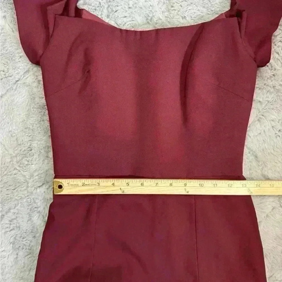 Amsale Eden Dress Size 6 In Ruby (Burgundy Red Shade) Bridesmaid BHLDN Maxi - Picture 7 of 13